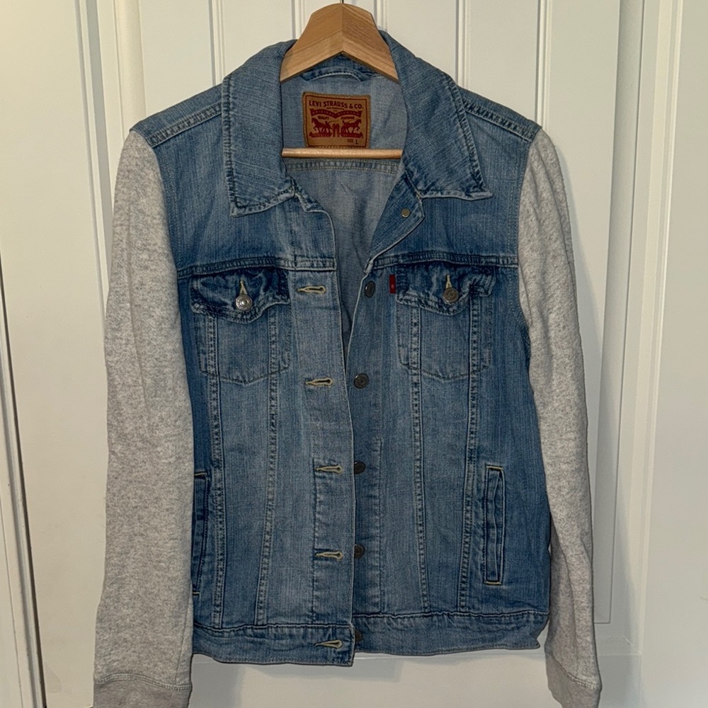 Levi's Blue Gray Denim Sweatshirt Jean Jacket